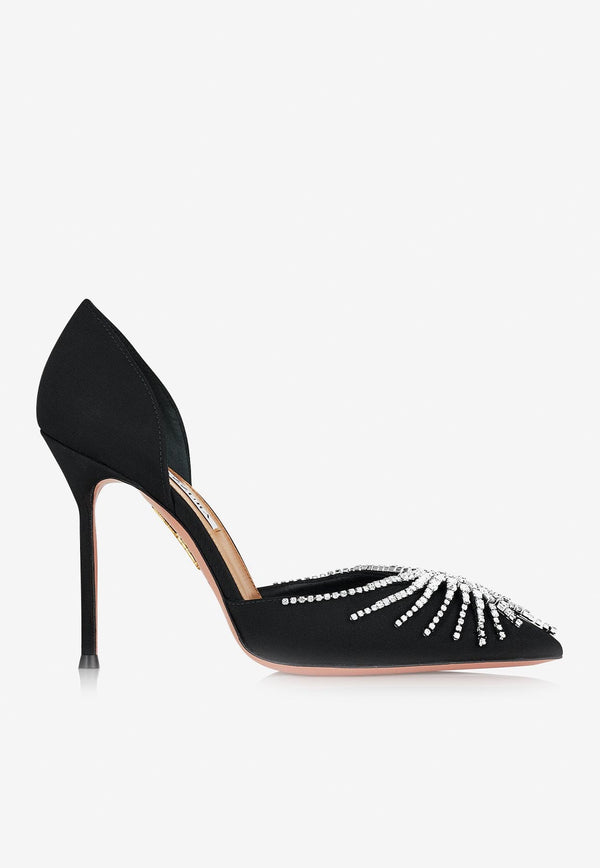 Aquazzura Sunshine 105 Crystal-Embellished Pumps SNIHIGP0-GRO000 BLACK