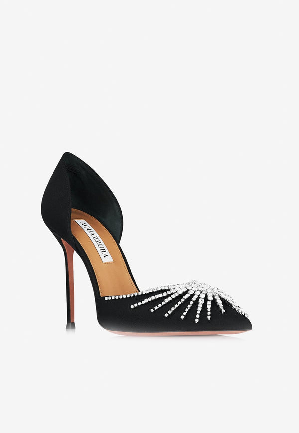 Aquazzura Sunshine 105 Crystal-Embellished Pumps SNIHIGP0-GRO000 BLACK