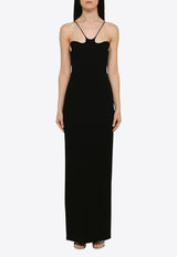 Monot Asymmetrical Neckline Maxi Dress Black SS23-804VI/M_MONOT-BLK