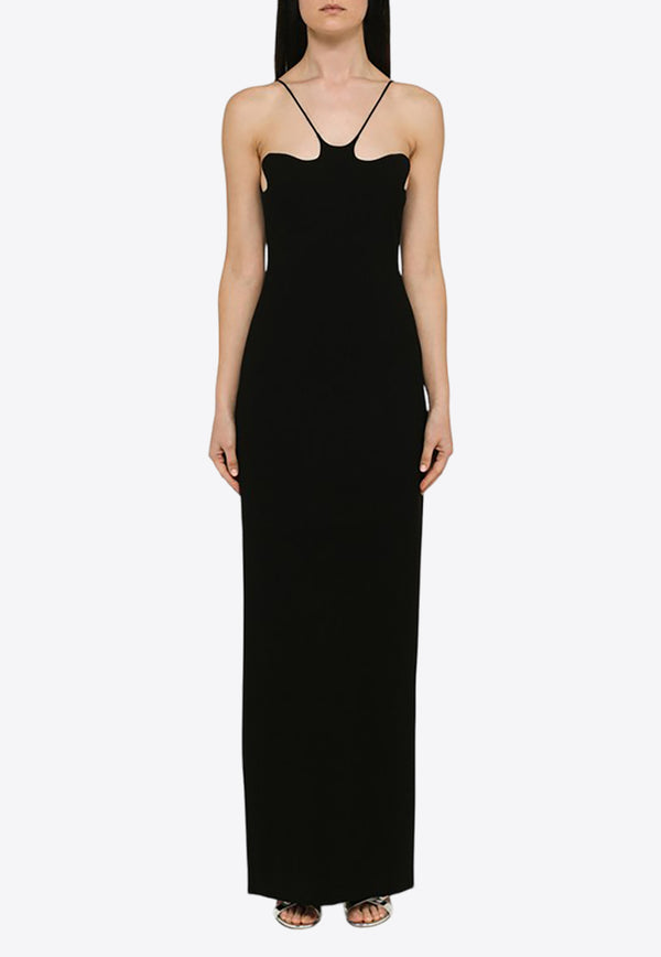 Monot Asymmetrical Neckline Maxi Dress Black SS23-804VI/M_MONOT-BLK