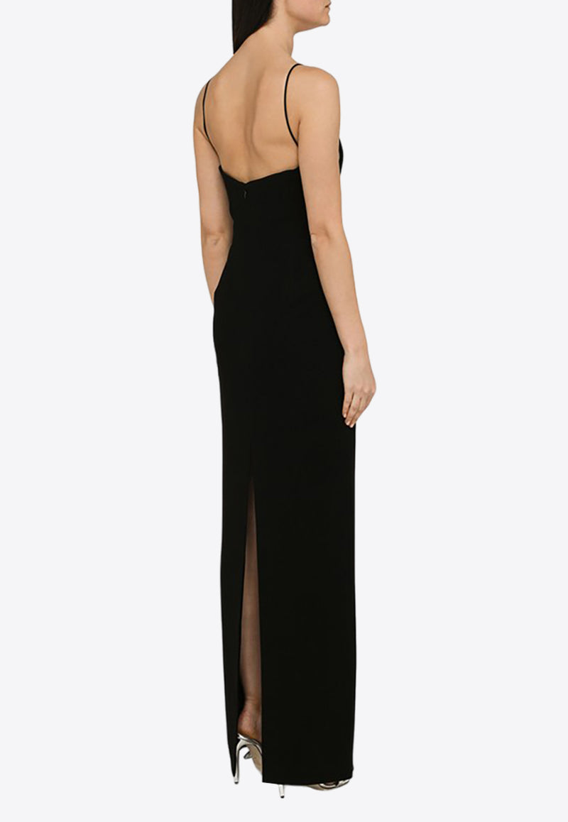 Monot Asymmetrical Neckline Maxi Dress Black SS23-804VI/M_MONOT-BLK