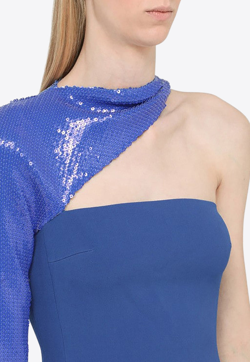 David Koma One-Shoulder Sequin-Embellished Mini Dress SS23DK40DAVI/M_DAVID-BB Blue