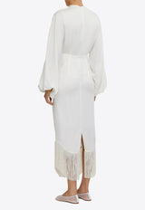 Significant Other Rosa Cut-Out Fringe Midi Dress White SS240748D-IVORYWHITE