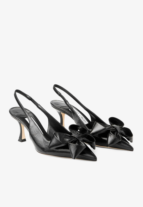 Jimmy Choo Staz 70 Leather Slingback Pumps STAZ SB 70 GWG BLACK/BLACK