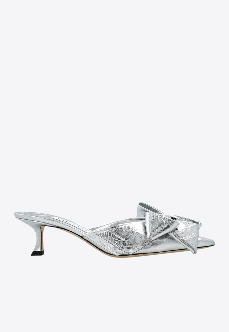 Jimmy Choo Staz 50 Metallic Leather Mules Silver STAZ MULE 50 GWG SILVER/SILVER