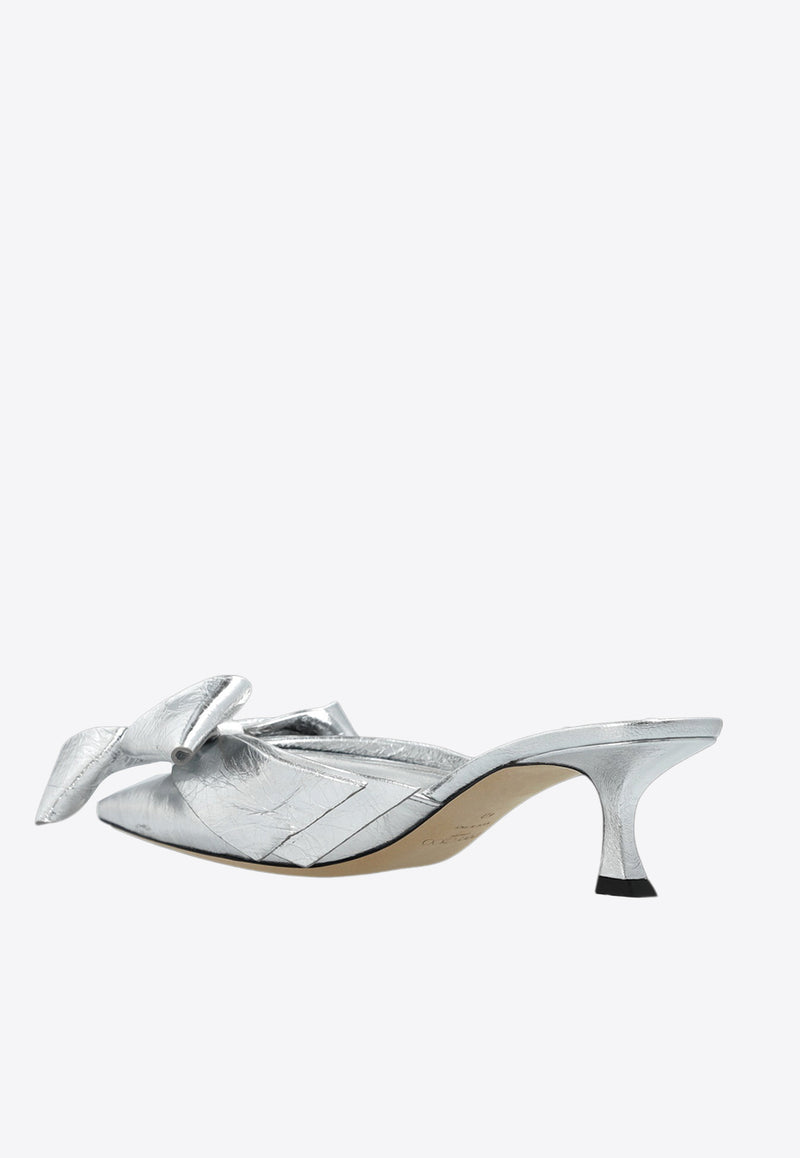 Jimmy Choo Staz 50 Metallic Leather Mules Silver STAZ MULE 50 GWG SILVER/SILVER