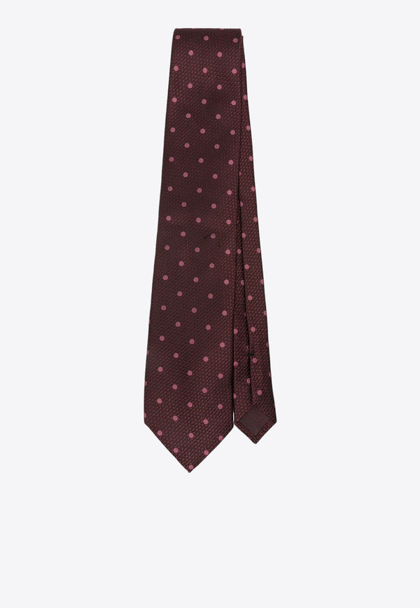 Tom Ford Polka Dot Silk Tie STE001-S0031 ER531 Burgundy