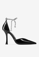 Jimmy Choo Stevie 100 Crystal-Embellished Pumps in Patent Leather STEVIE 100 PAT BLACK Black