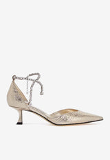 Jimmy Choo Stevie 50 Crystal-Embellished Metallic Pumps STEVIE 50 GZB GOLD Gold