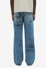 Dom Rebel Stuffy Printed Bootcut Jeans Blue STUFFYBOOTCUT JEANSDENIM