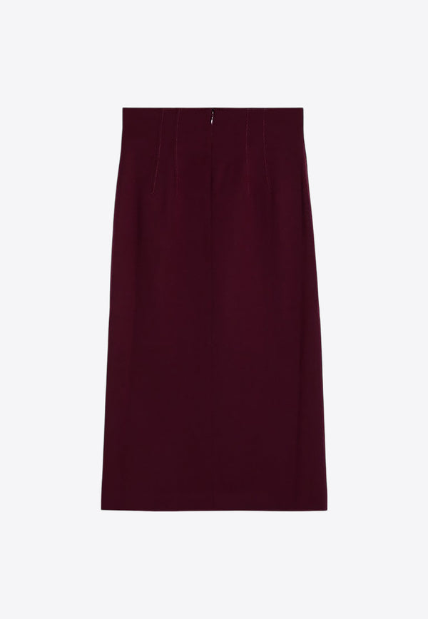 The Andamane Stephanie Wool-Blend Midi Skirt Burgundy T160315ATNW037/P_ANDAM-CA