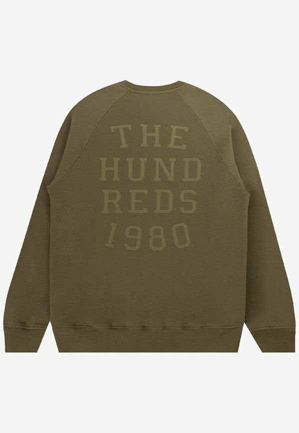 The Hundreds Stack Logo Print Crewneck Sweatshirt Green T24P202004- R0000098OLIVE