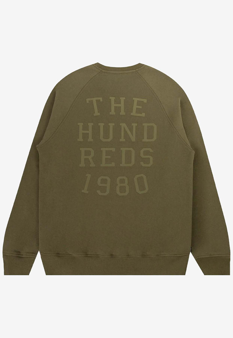 The Hundreds Stack Logo Print Crewneck Sweatshirt Green T24P202004- R0000098OLIVE