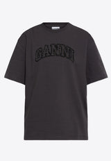 GANNI Lurex Logo T-shirt Gray T4095GREY