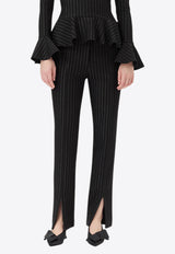 GANNI Stripe Mid-Waist Tailored Pants Black T4100BLACK