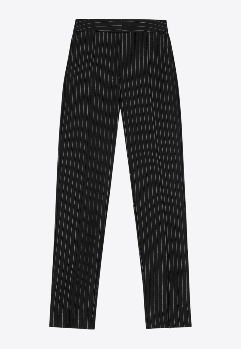 GANNI Stripe Mid-Waist Tailored Pants Black T4100BLACK