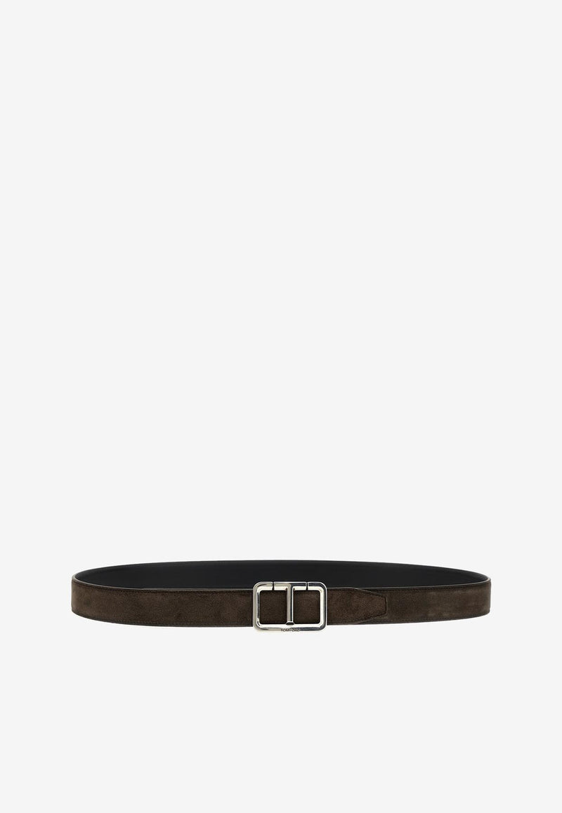 Tom Ford Logo Suede Belt TB280-LCL294Y 1B051 Brown