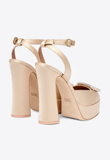 Malone Souliers Teese 125 Satin Platform Pumps Gold TEESE125-3GOLD