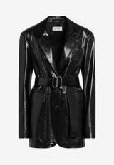 Sportmax Teoria Belted Leather Jacket Black TEORIALE/Q_SPORM-002