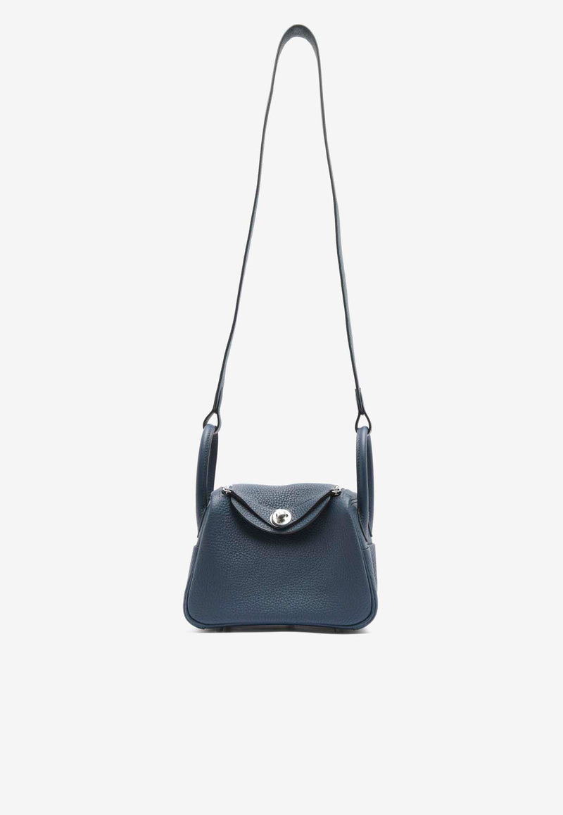 Hermès Mini Lindy 20 II in Bleu de Prusse Clemence Leather with Palladium Hardware