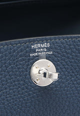 Hermès Mini Lindy 20 II in Bleu de Prusse Clemence Leather with Palladium Hardware