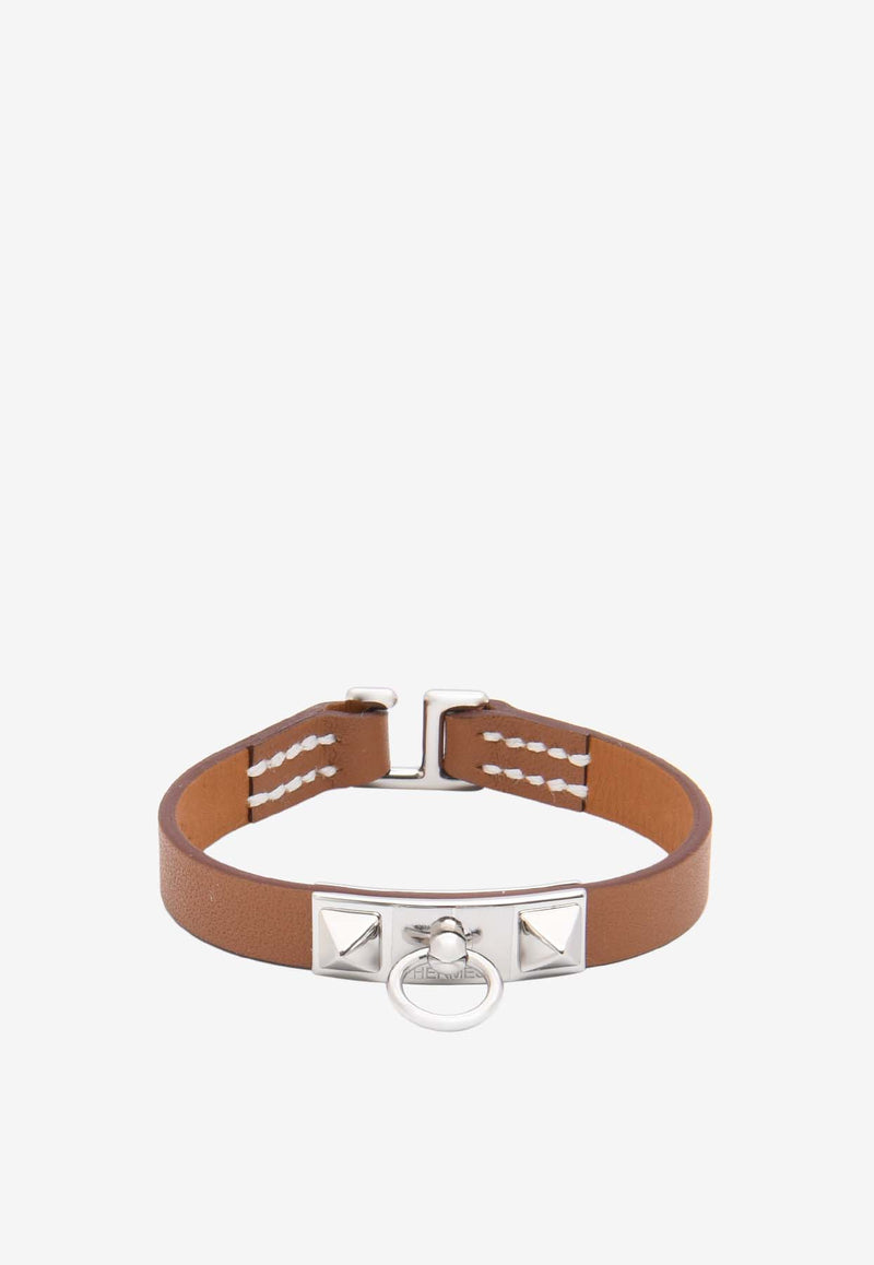 Hermès Rivale Mini Bracelet in Gold Swift Leather with Palladium Hardware