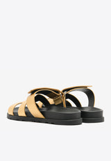 Hermès Chypre Sandals in Dore Metallic Grained Goatskin