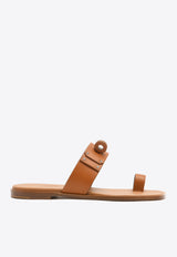 Hermès July Sandals in Naturel Calfskin with Oversized Kelly Buckle