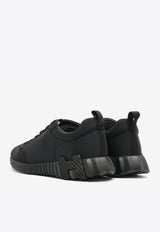 Hermès Bouncing Low-Top Sneakers in Black Satin and Suede