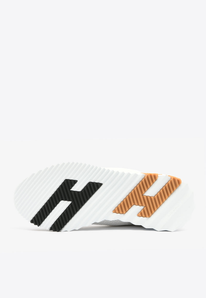 Hermès Bouncing Low-Top Sneakers in White Mesh and Suede