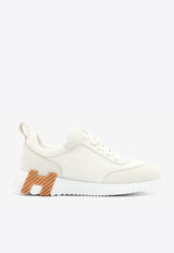 Hermès Bouncing Low-Top Sneakers in White Mesh and Suede