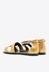 Hermès Santorini Sandals in Dore Metallic Grained Goatskin