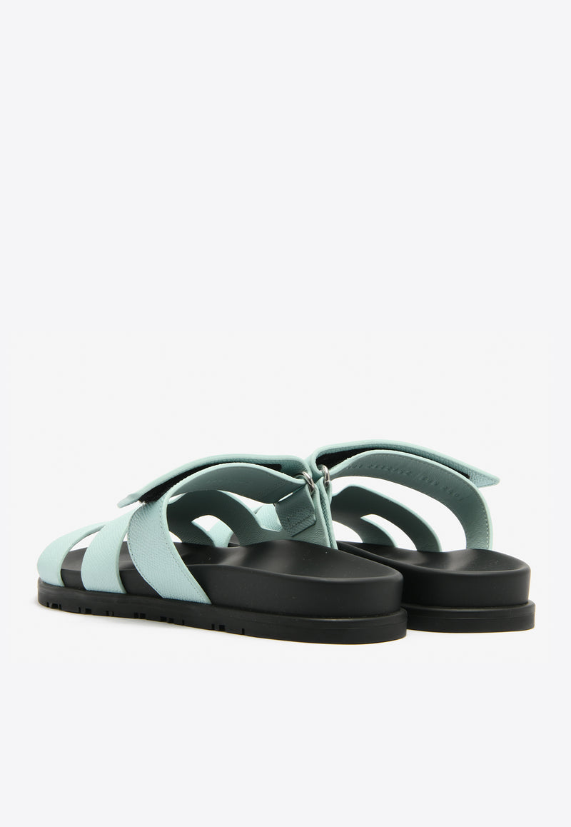 Hermès Chypre Sandals in Bleu Cristaux Epsom Leather