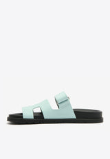 Hermès Chypre Sandals in Bleu Cristaux Epsom Leather