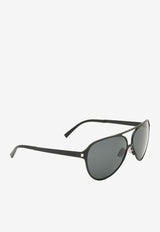 Saint Laurent Engraved Logo Aviator Sunglasses Gray SL734BLACK