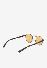 Saint Laurent Round-Frame Logo Sunglasses Brown SL707BROWN