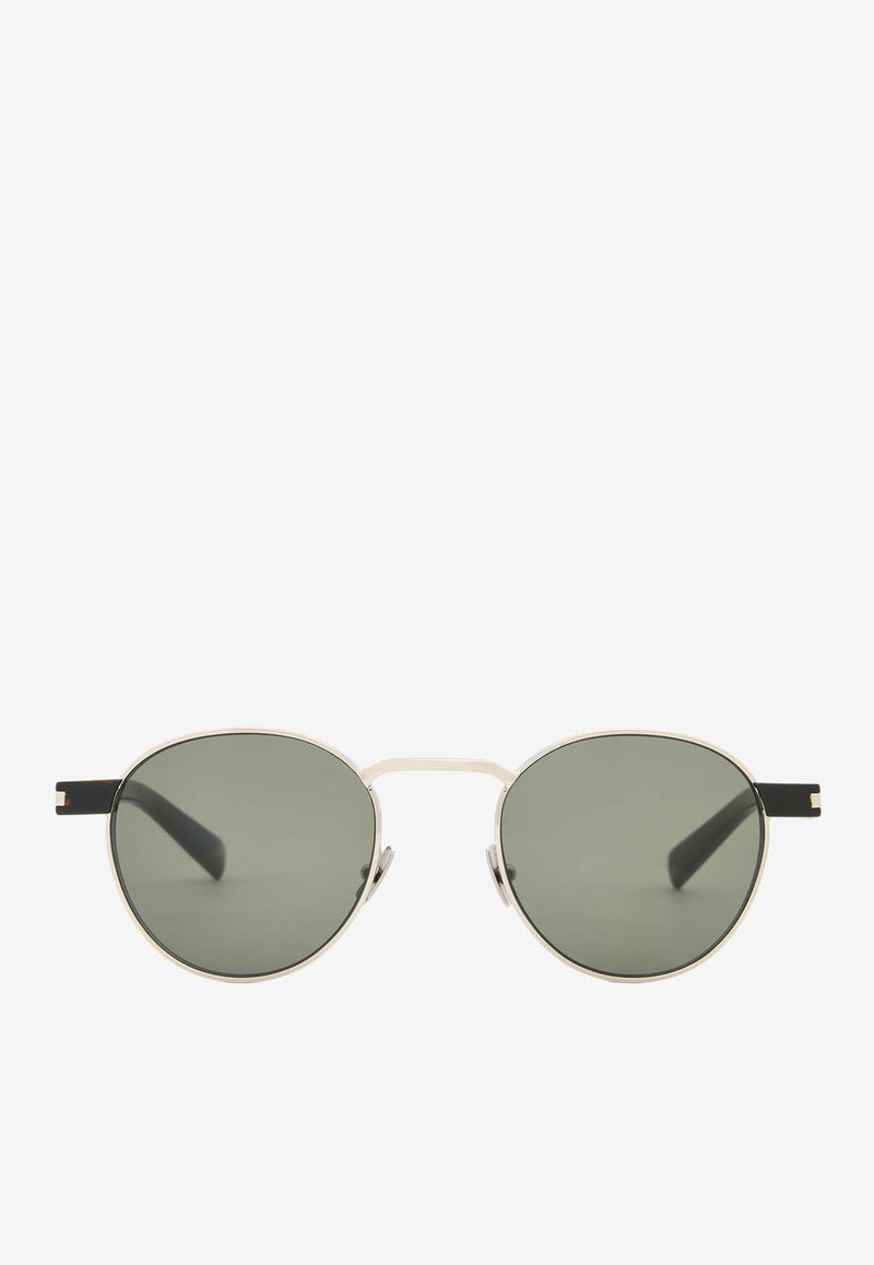 Saint Laurent Round-Frame Logo Sunglasses Gray SL707SILVER