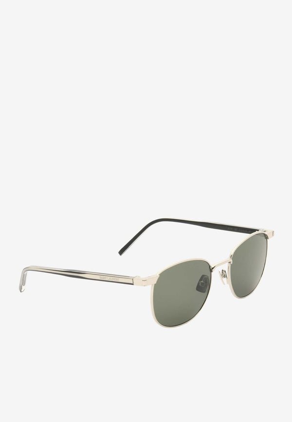 Saint Laurent Square-Framed Logo Sunglasses Gray SL747SILVER