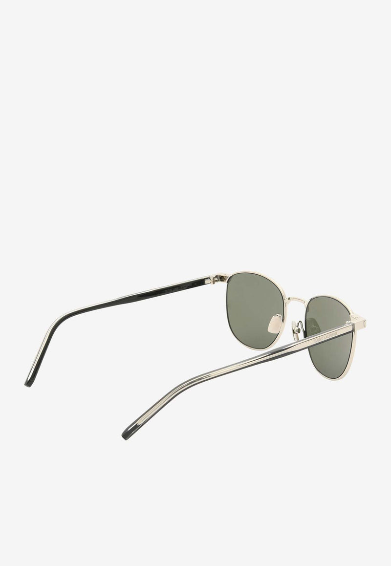 Saint Laurent Square-Framed Logo Sunglasses Gray SL747SILVER