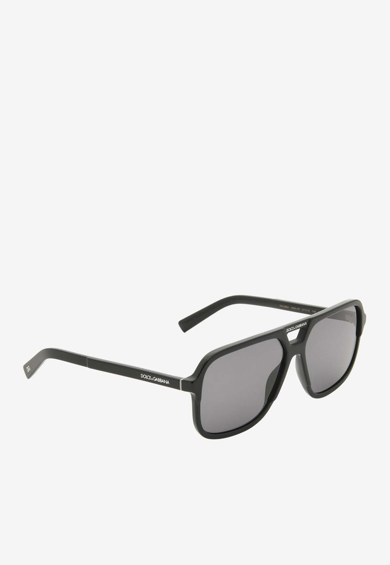 Dolce 
Gabbana Logo Square Sunglasses Gray 0DG4354BLACK