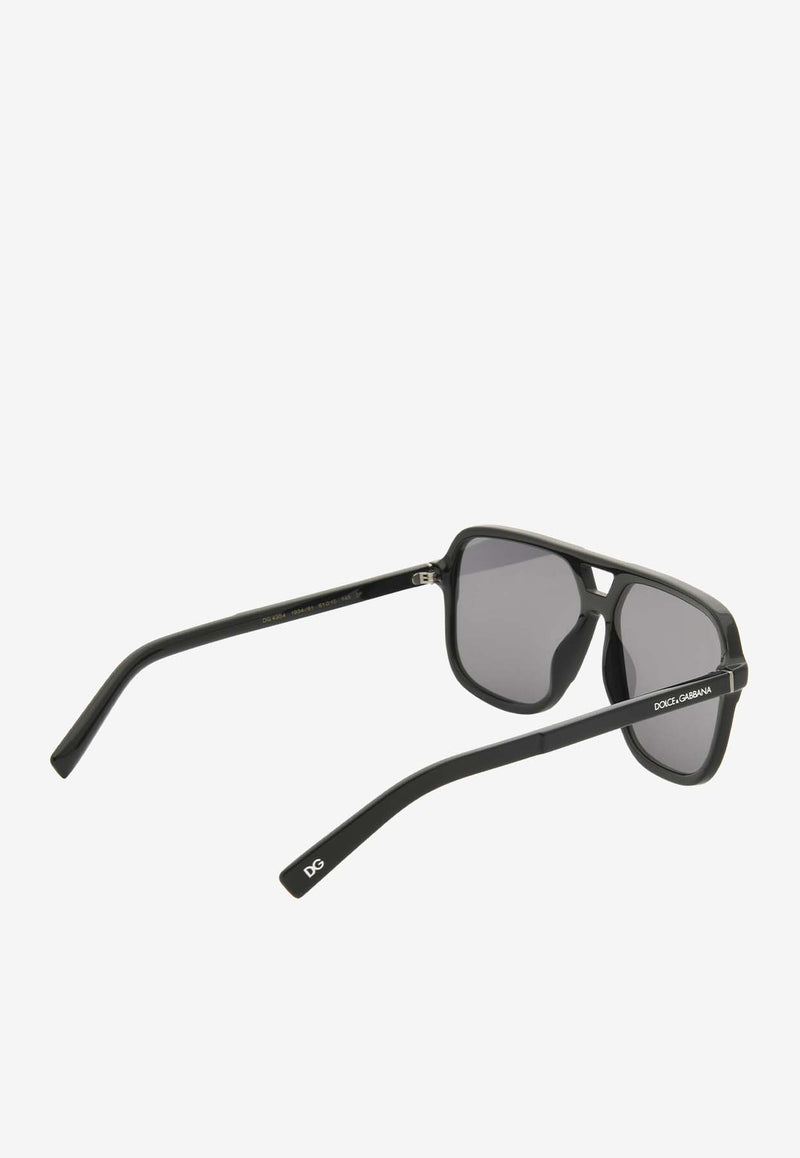 Dolce 
Gabbana Logo Square Sunglasses Gray 0DG4354BLACK