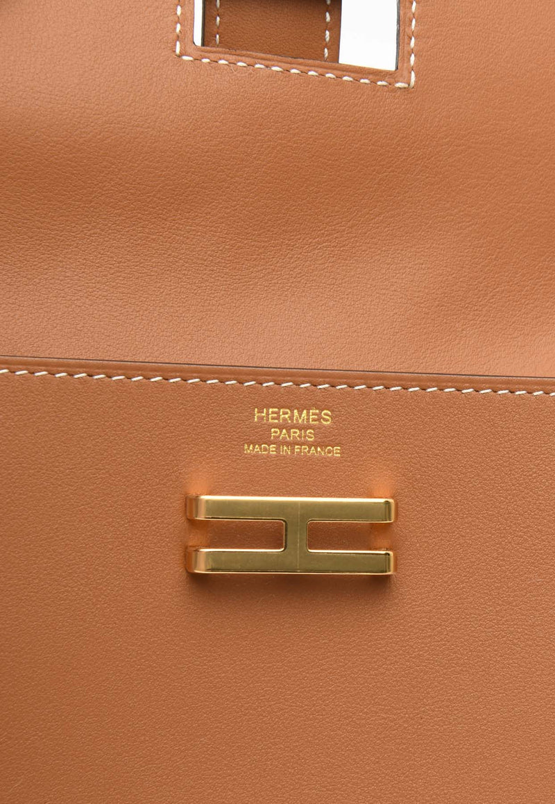 Hermès Elan Pocket 24 Belt in Gold Swift with Gold Hardware