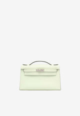 Hermès Kelly Pochette Clutch Bag in Vert Fizz Swift with Palladium Hardware