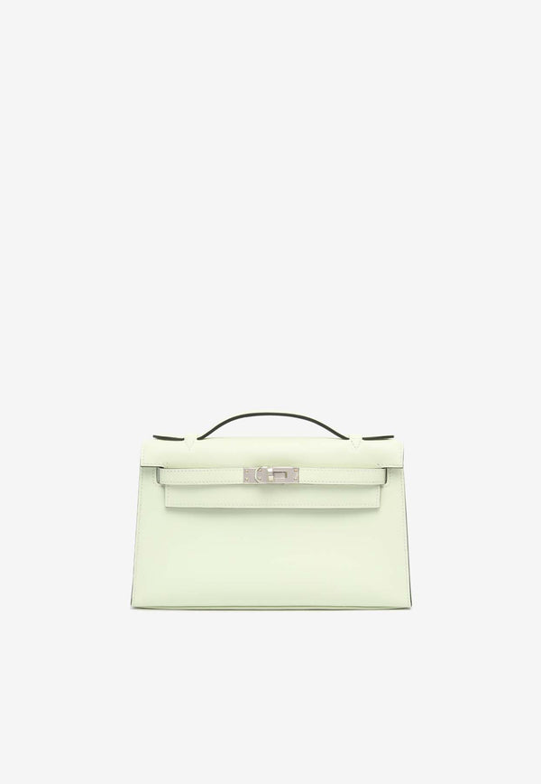 Hermès Kelly Pochette Clutch Bag in Vert Fizz Swift with Palladium Hardware