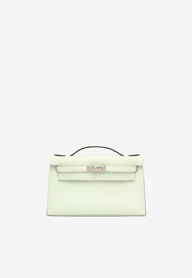 Hermès Kelly Pochette Clutch Bag in Vert Fizz Swift with Palladium Hardware