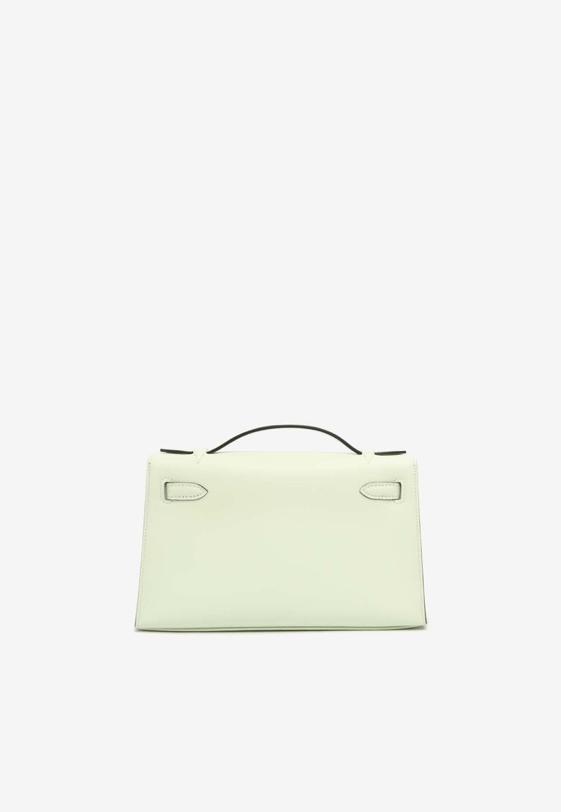 Hermès Kelly Pochette Clutch Bag in Vert Fizz Swift with Palladium Hardware