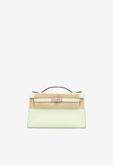 Hermès Kelly Pochette Clutch Bag in Vert Fizz Swift with Palladium Hardware