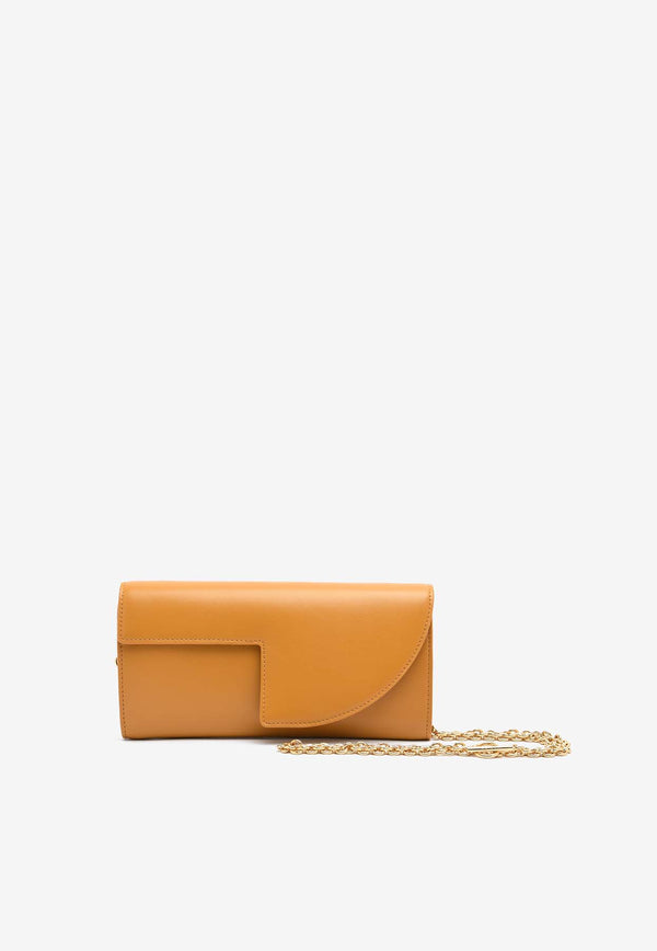 Patou Calf Leather Chain Clutch Bag Camel BA013-5040CAMEL