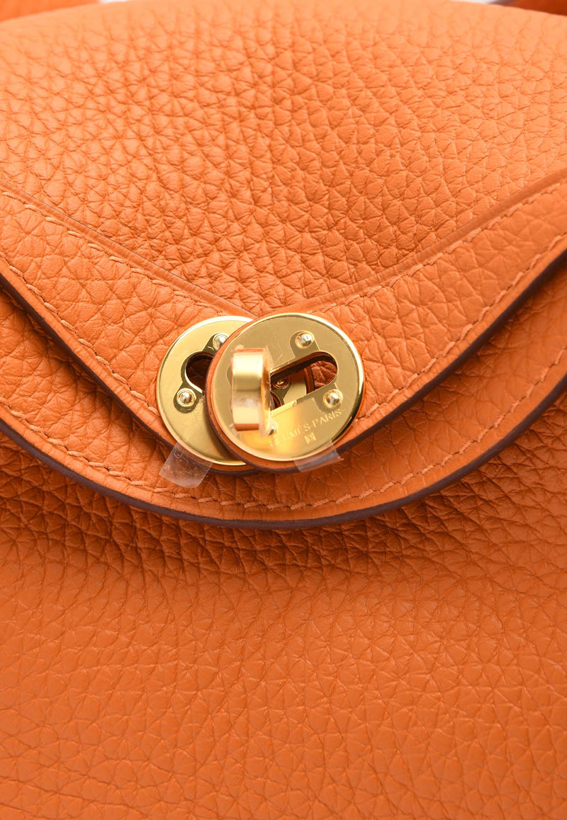 Hermès Mini Lindy 20 in Orange Clemence Leather with Gold Hardware