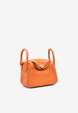 Hermès Mini Lindy 20 in Orange Clemence Leather with Gold Hardware